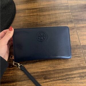 Tory Burch Dark Blue Leather Wristlet